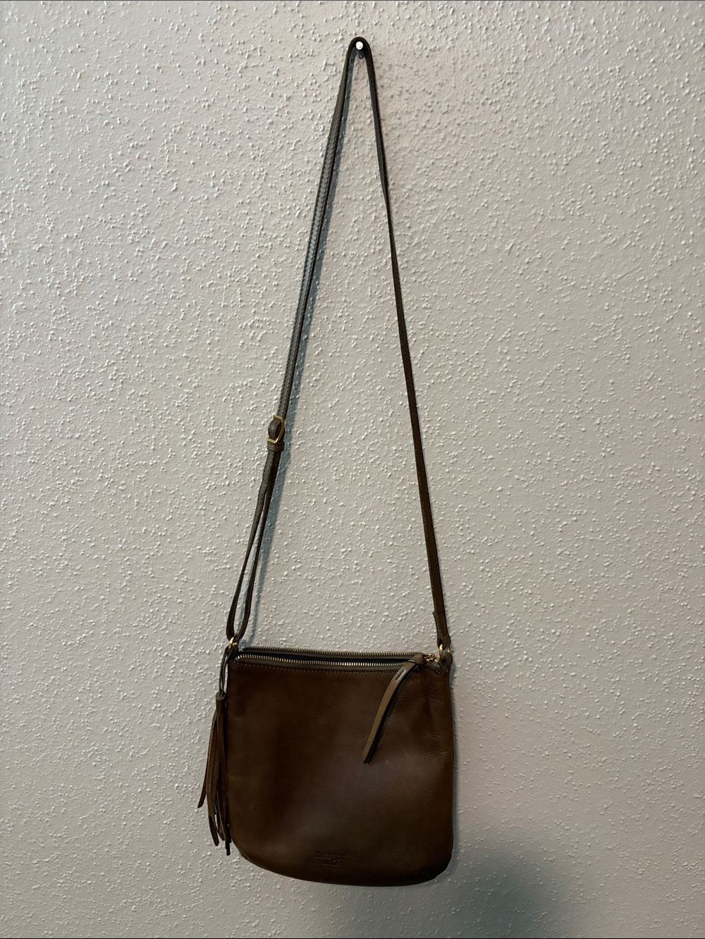 Margot Classic Brown Leather Crossbody Bag with Tassel Accent